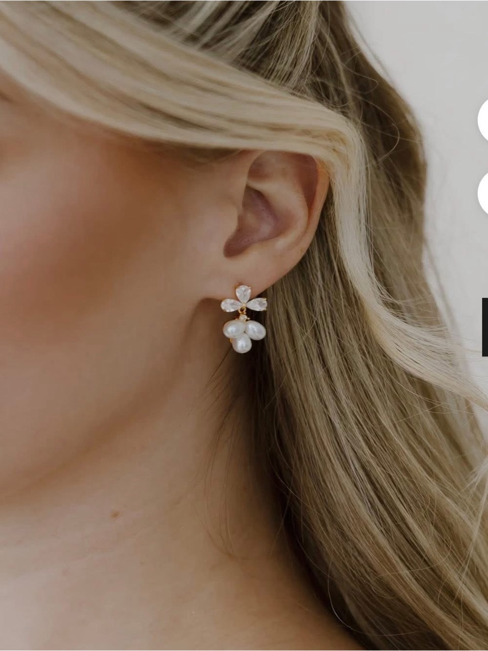 UNTAMED PETALS Gold Pearl Floral Drop Earrings - White